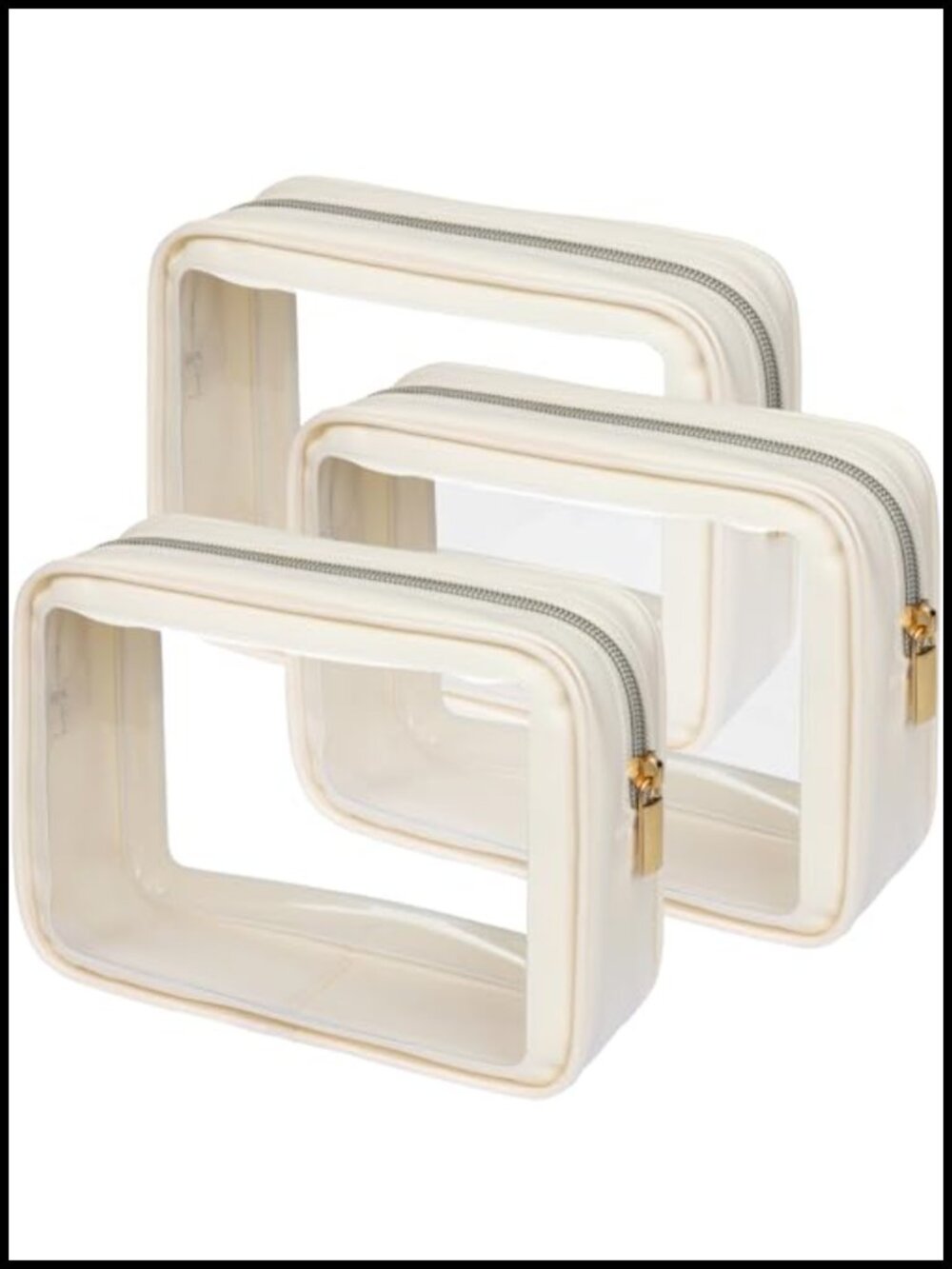 3 Pack TSA Approved Clear Toiletry Bags Travel Makeup Pouch Set